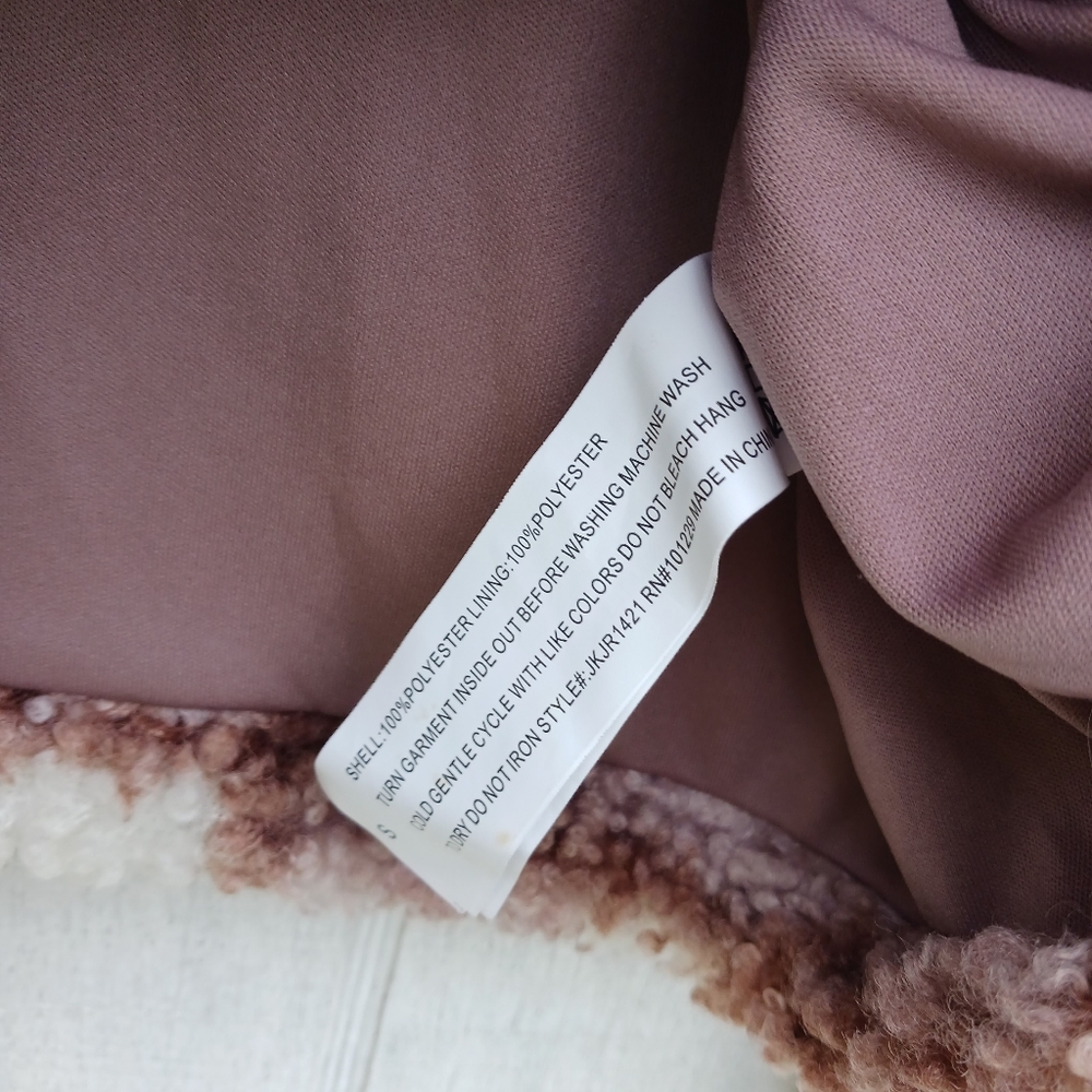 STOOSH Jacket Sherpa Teddy Small Oversized Plaid Fall Shacket Pink Button Front - Picture 5 of 5